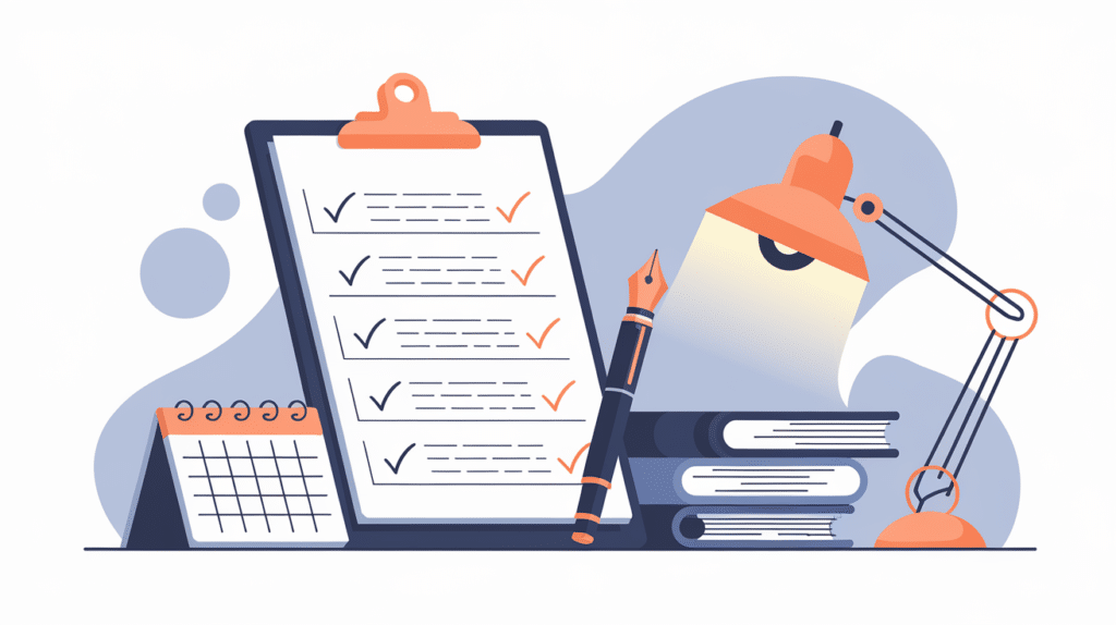 Illustration: an application checklist taking shape