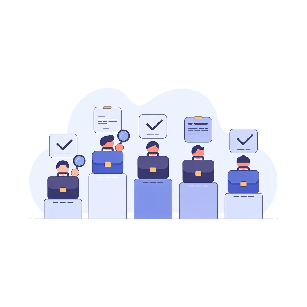 Illustration: inspecting each consulting firm up close before choosing