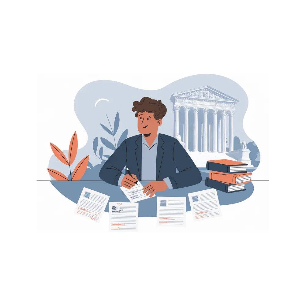 Illustration: an applicant drafting a law school personal statement