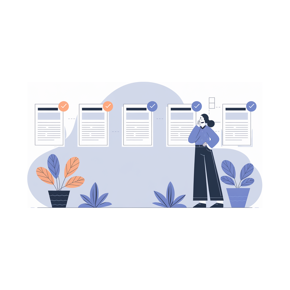Illustration: comparing five example essays side by side