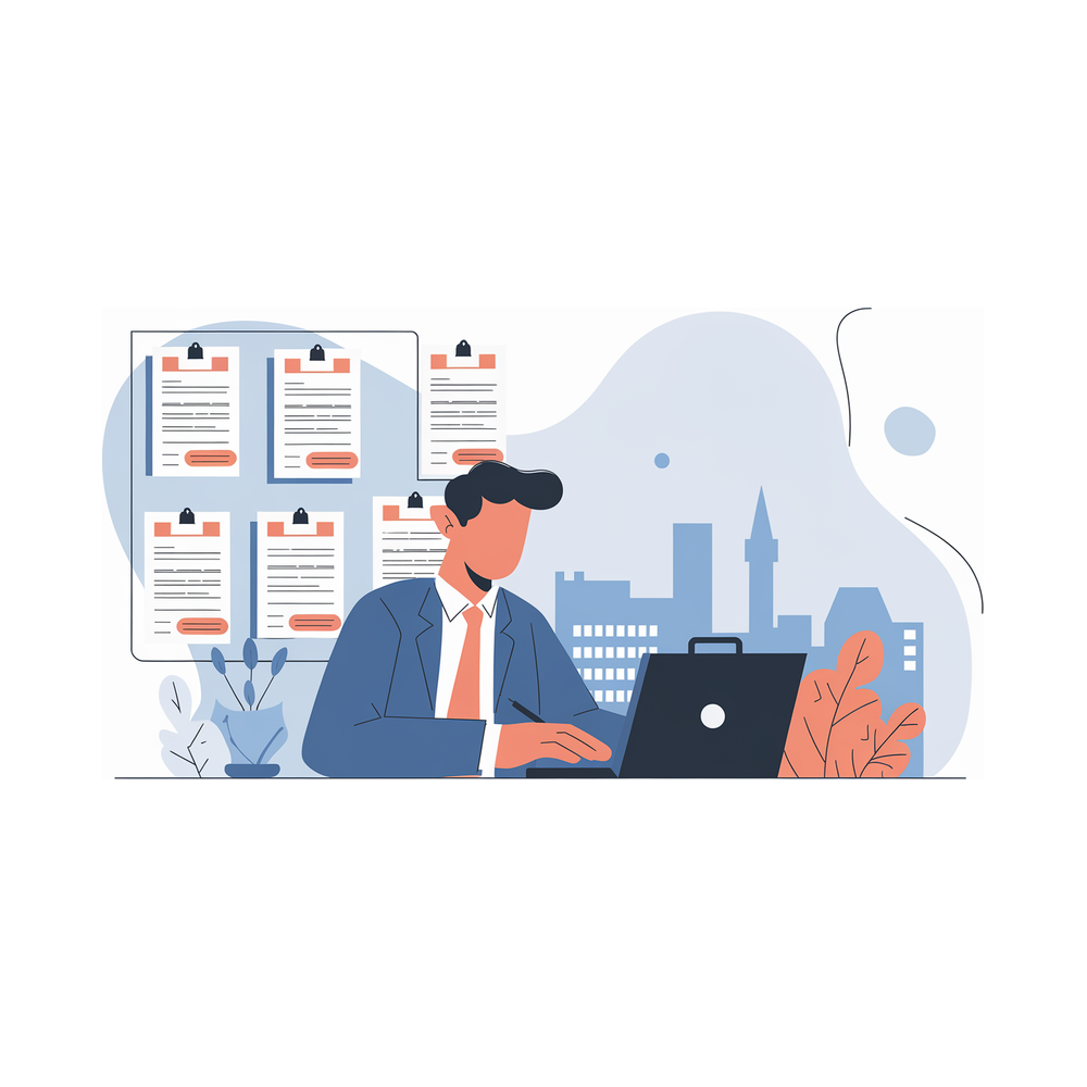 Illustration: an applicant drafting an MBA admission essay