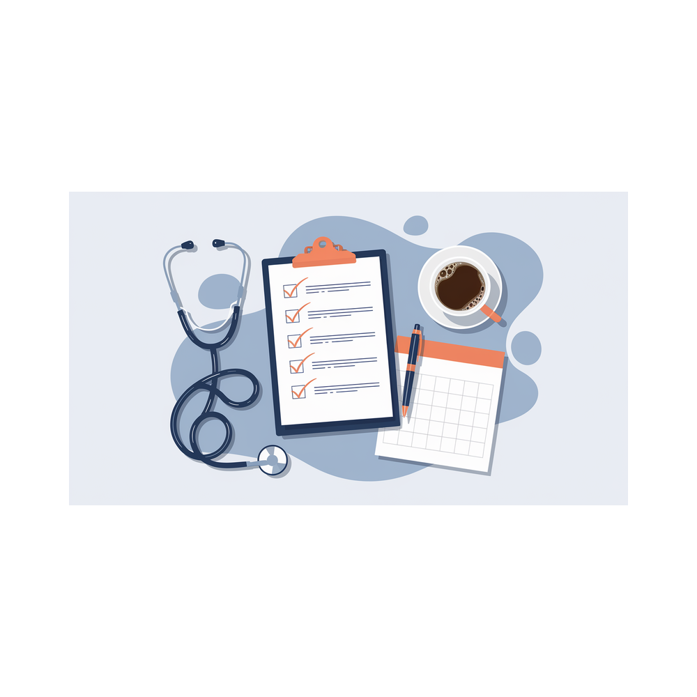 Residency interview preparation checklist with stethoscope and calendar